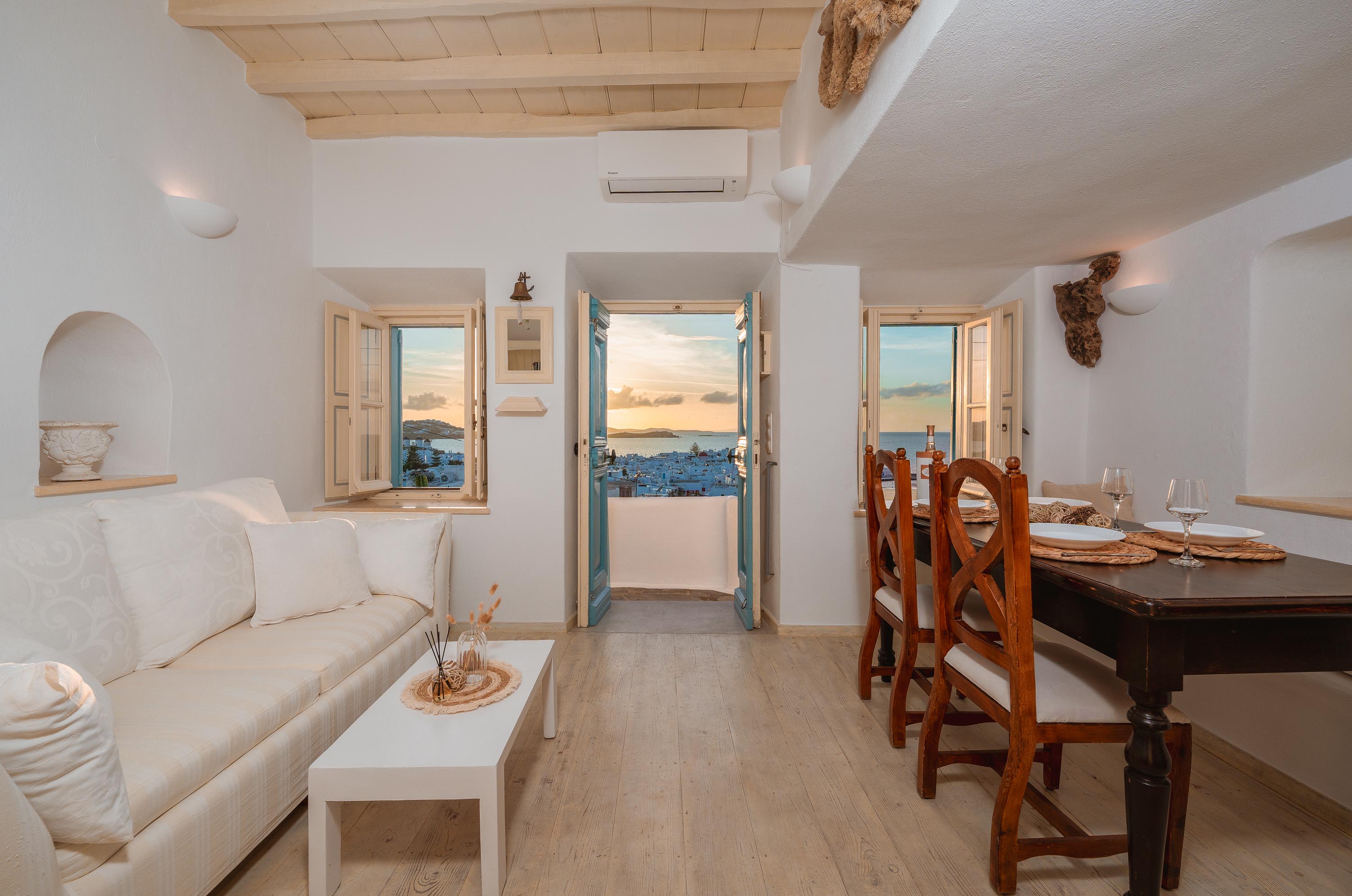 Living room at golden hour